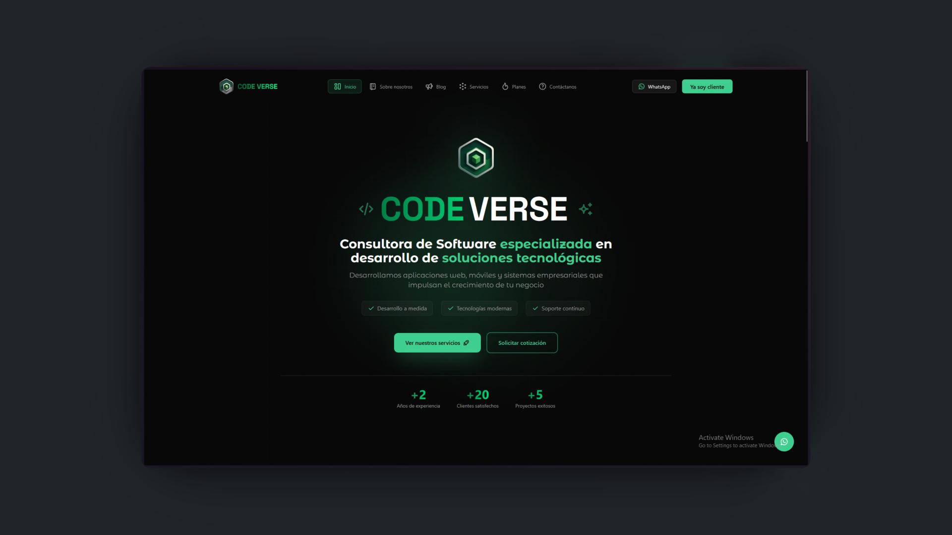 Captura de pantalla del proyecto Codeverse